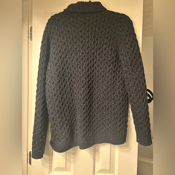 Land's End Wool Blend Chunky Fisherman Cable Knit Speckled Turtleneck Sweater - Picture 6 of 6
